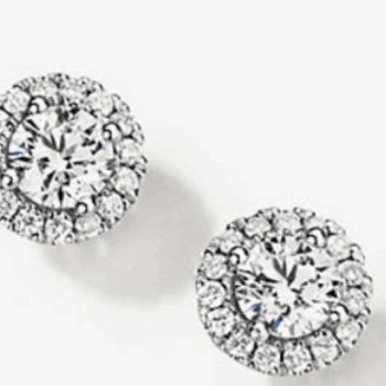 Single Halo diamond stud earrings