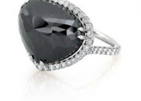 pear cut black diamond ring