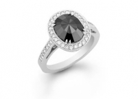 round cut black diamond ring